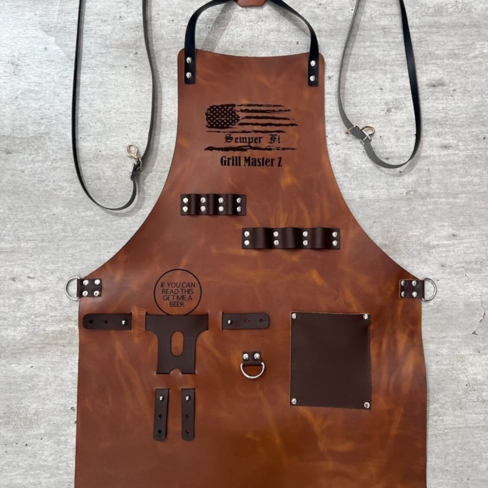 Personalise American Flag Leather Apron with Pockets