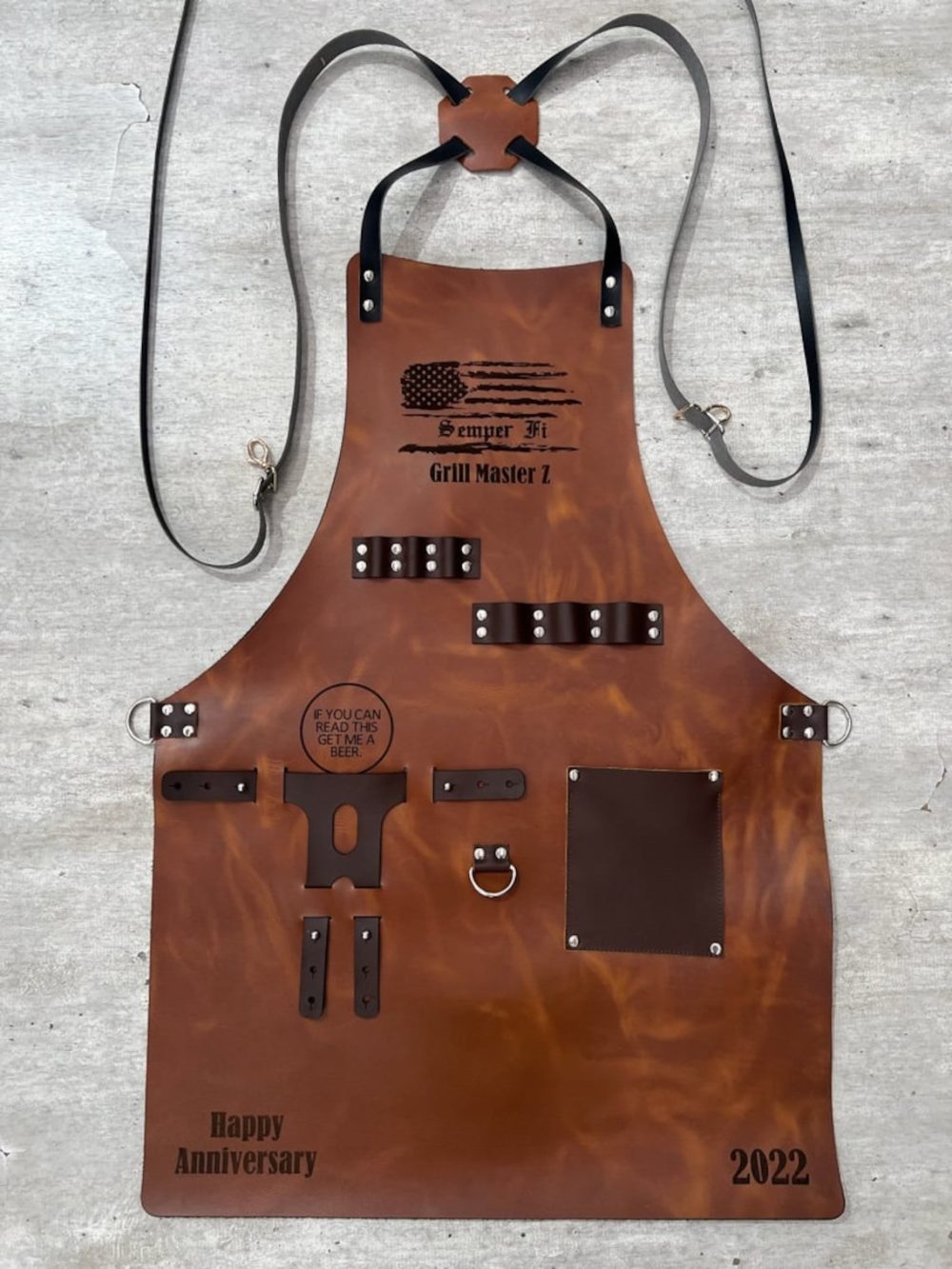 Personalise American Flag Leather Apron with Pockets