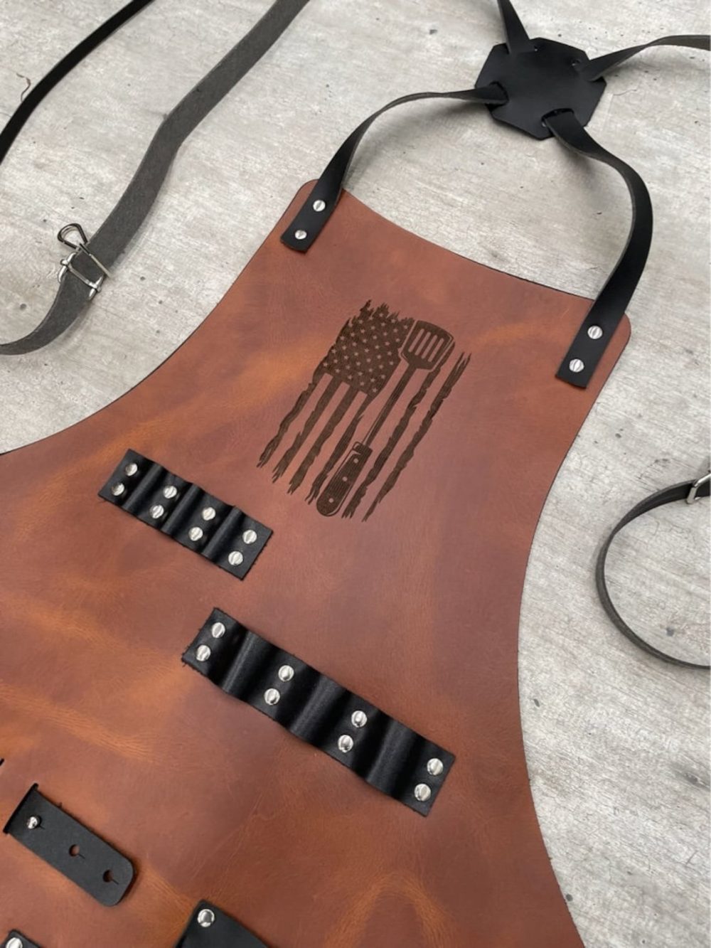 Personalise American Flag Leather Apron with Pockets