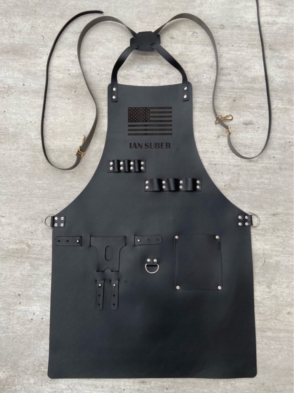 Personalise American Flag Leather Apron with Pockets