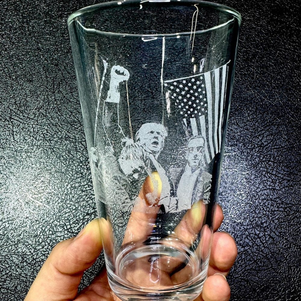 Personalized Donald Trump Whiskey Glass with American Flag