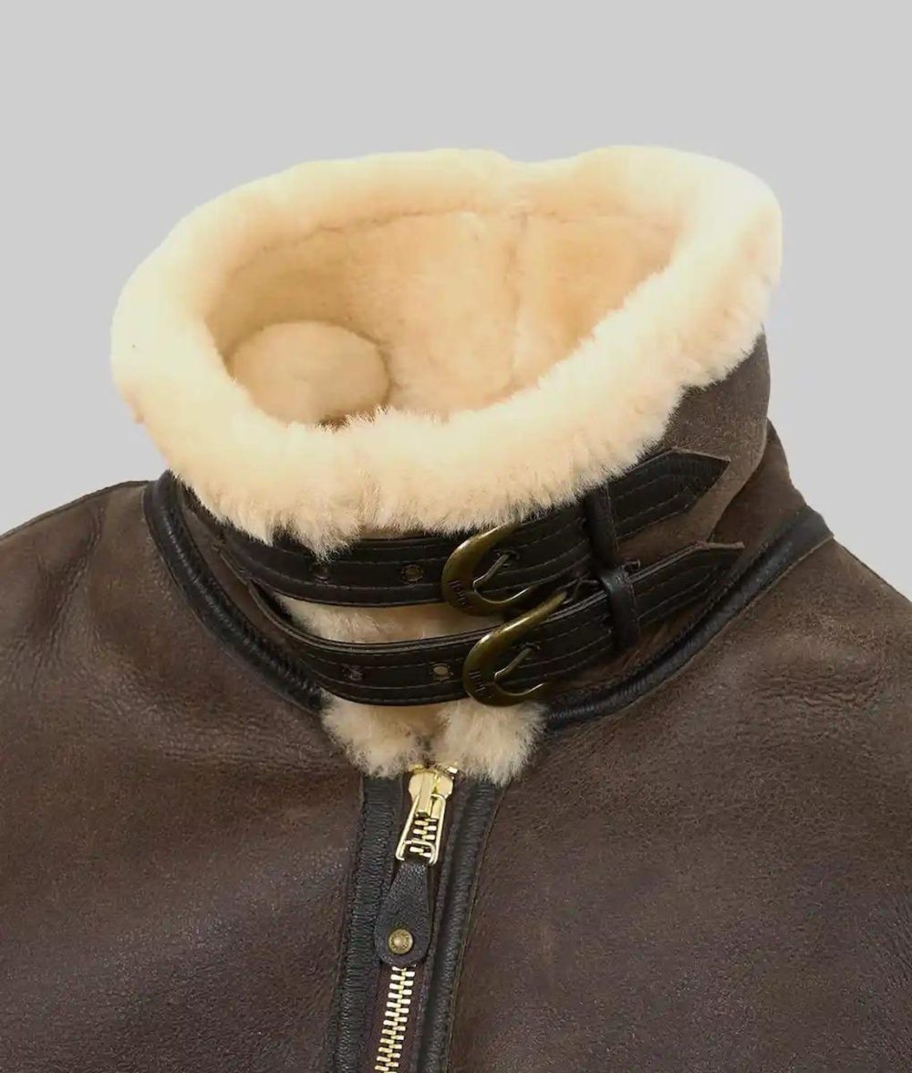 Men's Brown Shearling Fur Leather Jacket