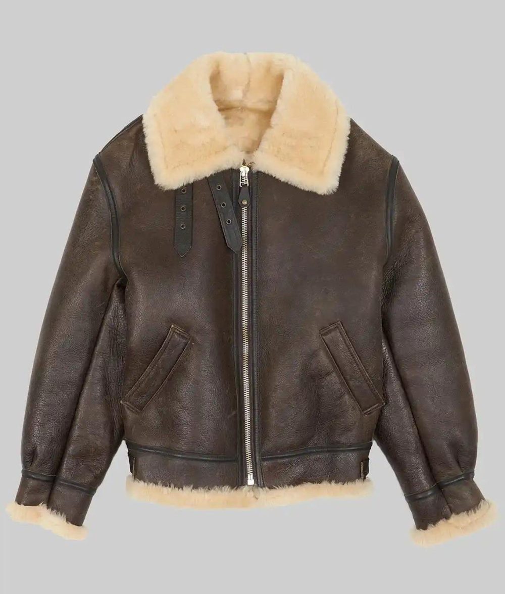 Men's Brown Shearling Fur Leather Jacket