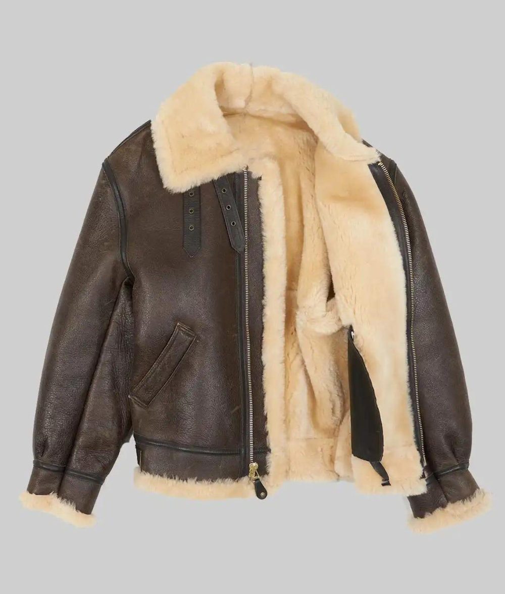 Men's Brown Shearling Fur Leather Jacket