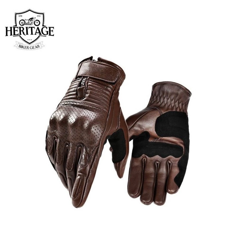 Premium Genuine Perforated Motorcycle Leather Gloves