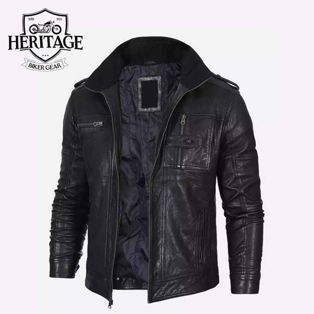 Men's Cafe Racer Washed Leather Jacket