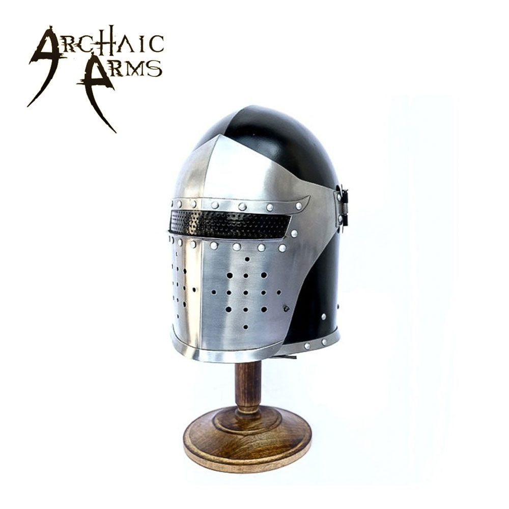 Medieval Visor Barbute Helmet