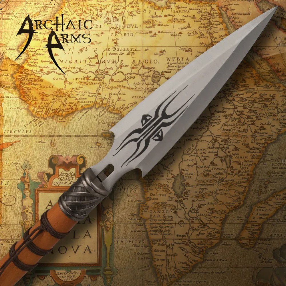 African Wooden Warrior Spear Knife Double Edge Battle Dagger Spike