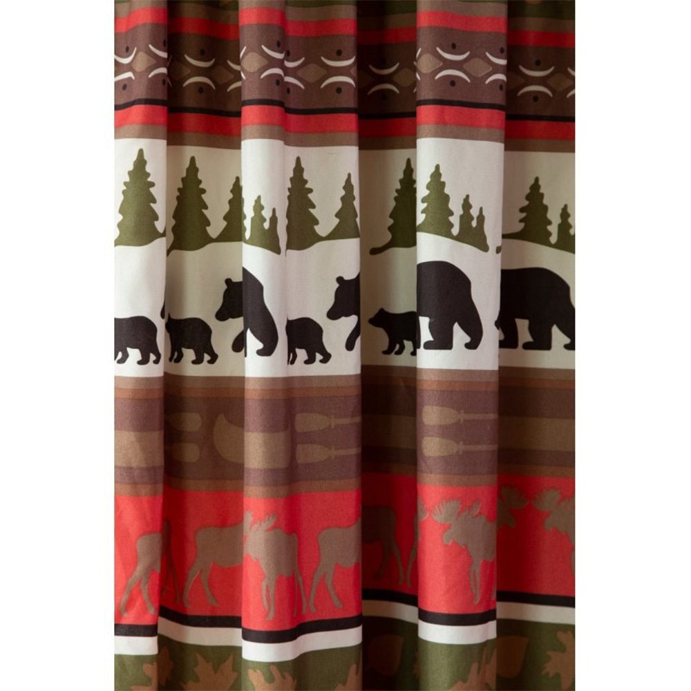 Rustic Cabin & Lodge Stripe Curtain Panels - Set of 2 with Tiebacks