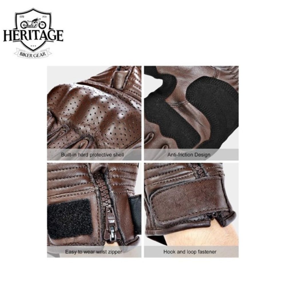 Premium Genuine Perforated Motorcycle Leather Gloves