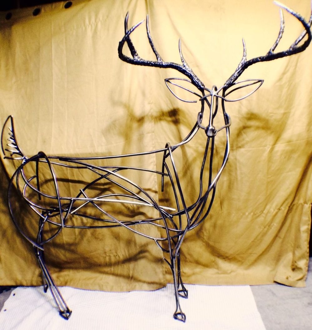 Ornamental Buck Sculpture | Handcrafted Steel Driveway Monument