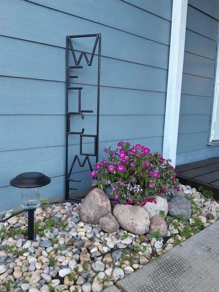 Handcrafted Rebar "Welcome" Sign – Industrial Metal Art for Home or Garden