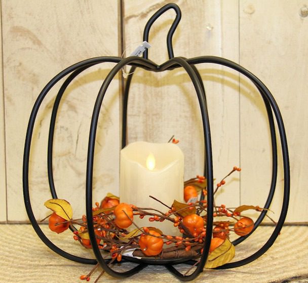 Rustic Metal Pumpkin Candle Holder