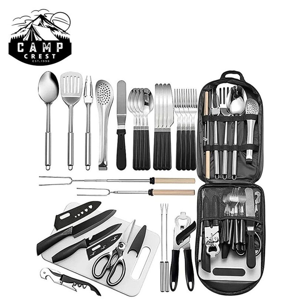 24-Piece Portable Camp Kitchen Utensil Organizer Set