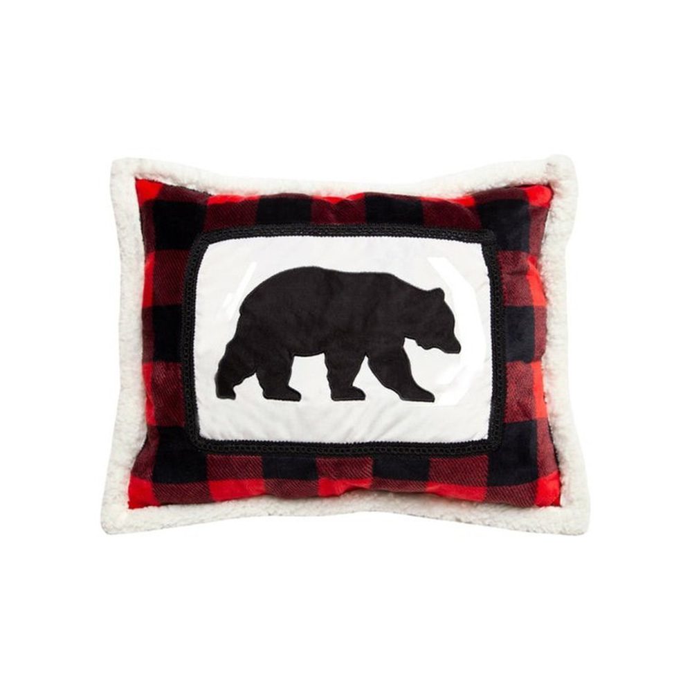 Rustic Cabin Plush Sherpa Pillow - Lumberjack Bear Comfort