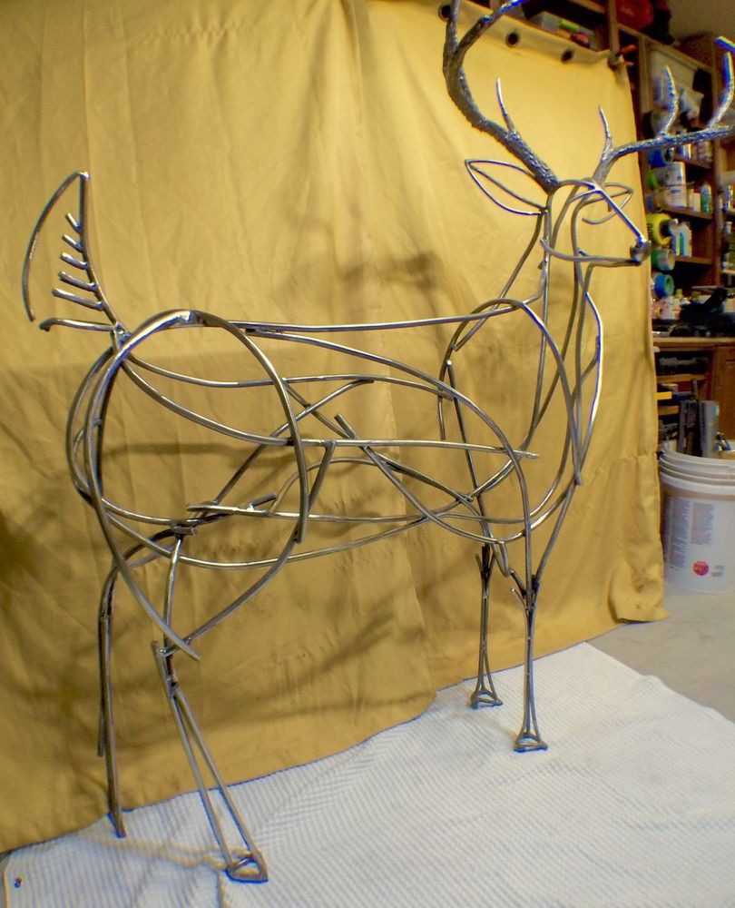 Ornamental Buck Sculpture | Handcrafted Steel Driveway Monument