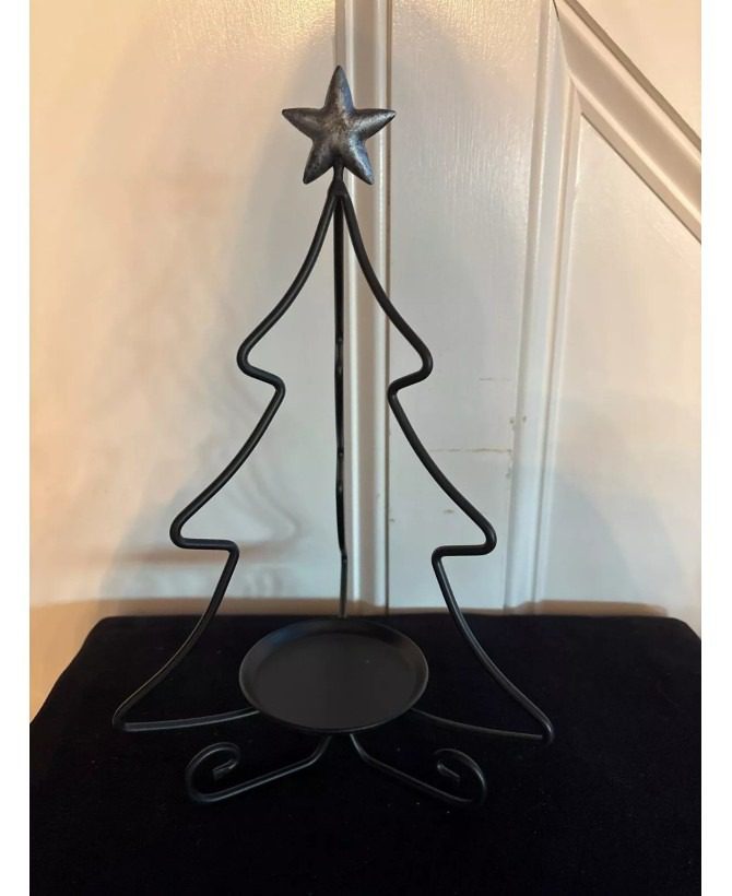 Wrought Iron Christmas Tree Candle Holder | Table Mantle Nightlight