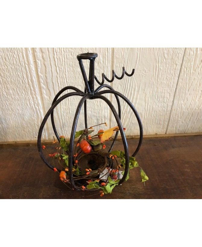 Rustic Handmade Metal Pumpkin | Small Decorative Candle Holder