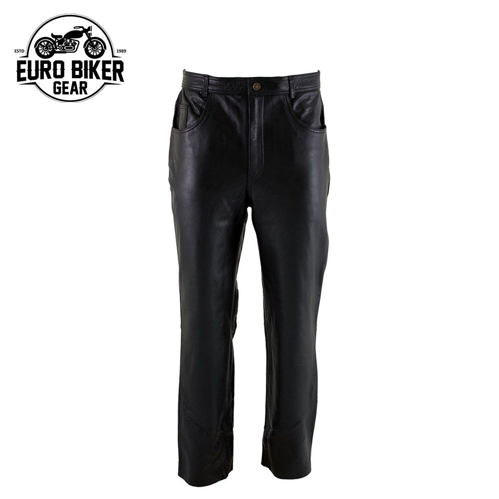 Men's Classic Black Fitted Leather Pants