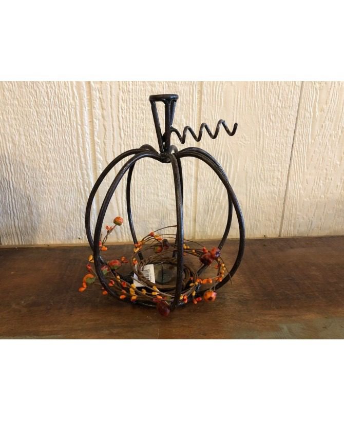 Rustic Handmade Metal Pumpkin | Small Decorative Candle Holder