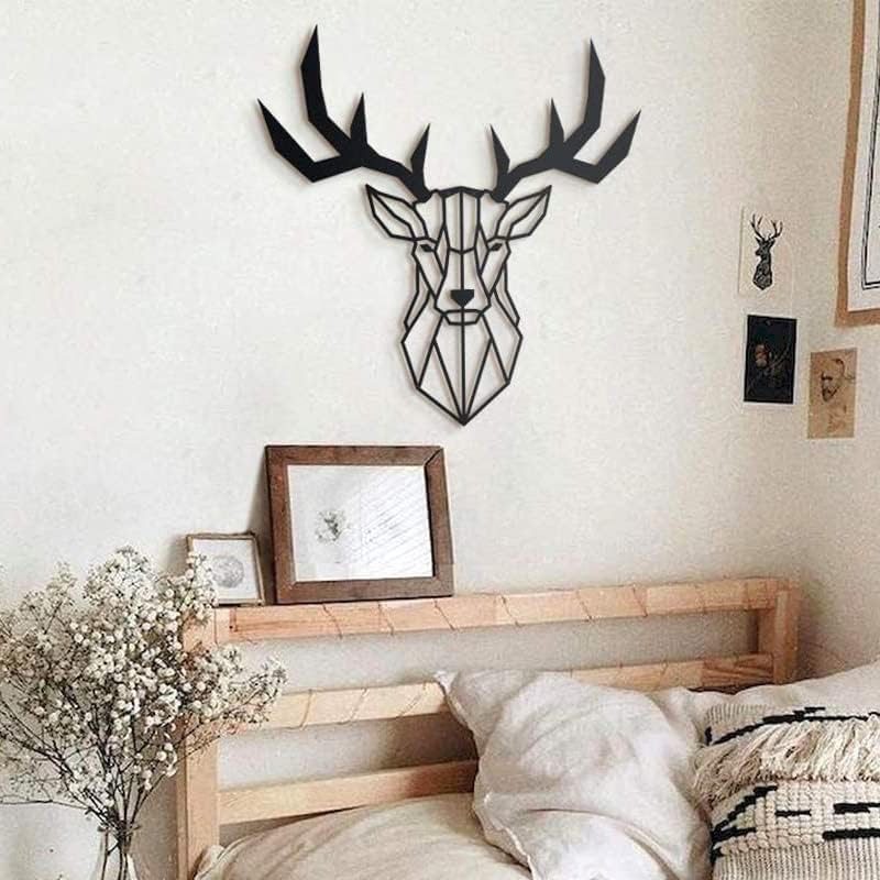 Large Black Metal Deer Head Wall Hanging Art Décor