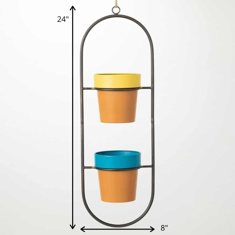 Hanging Double Terracotta Planters 24"H Brown