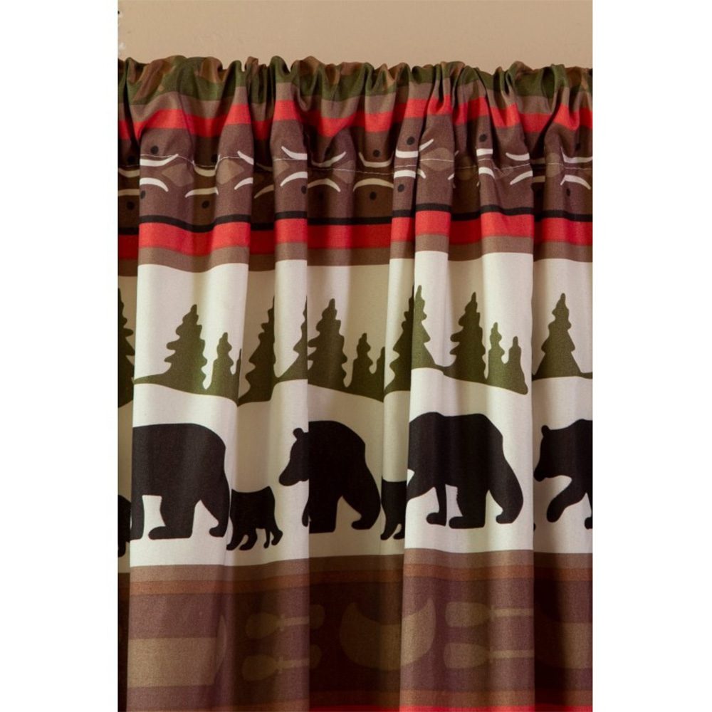 Rustic Cabin & Lodge Stripe Curtain Panels - Set of 2 with Tiebacks