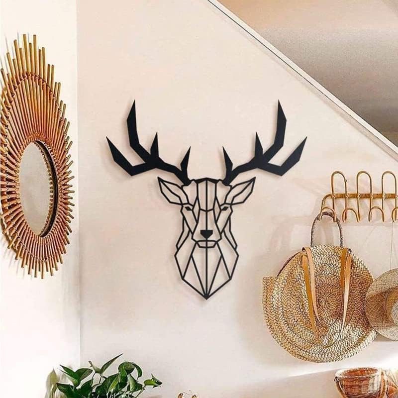 Large Black Metal Deer Head Wall Hanging Art Décor