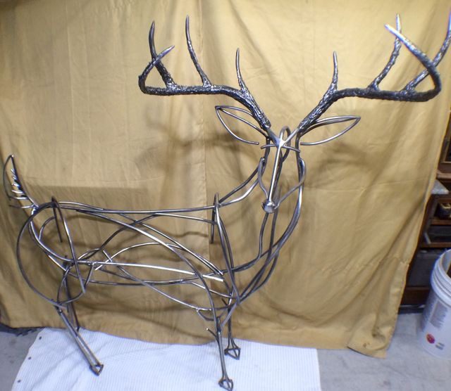 Ornamental Buck Sculpture | Handcrafted Steel Driveway Monument