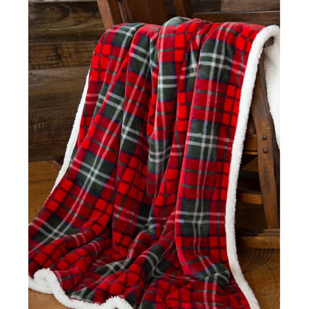 Holiday Plaid Plush Sherpa Throw