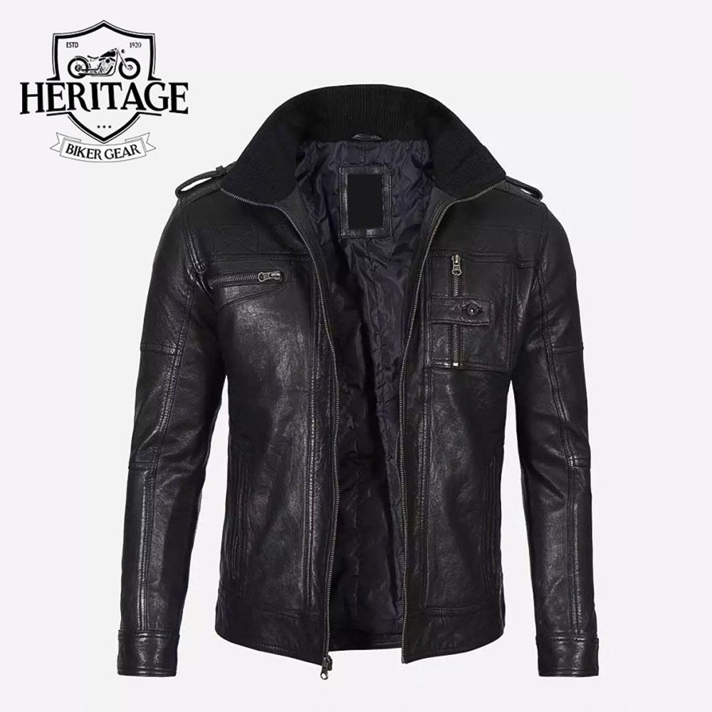 Men's Cafe Racer Washed Leather Jacket