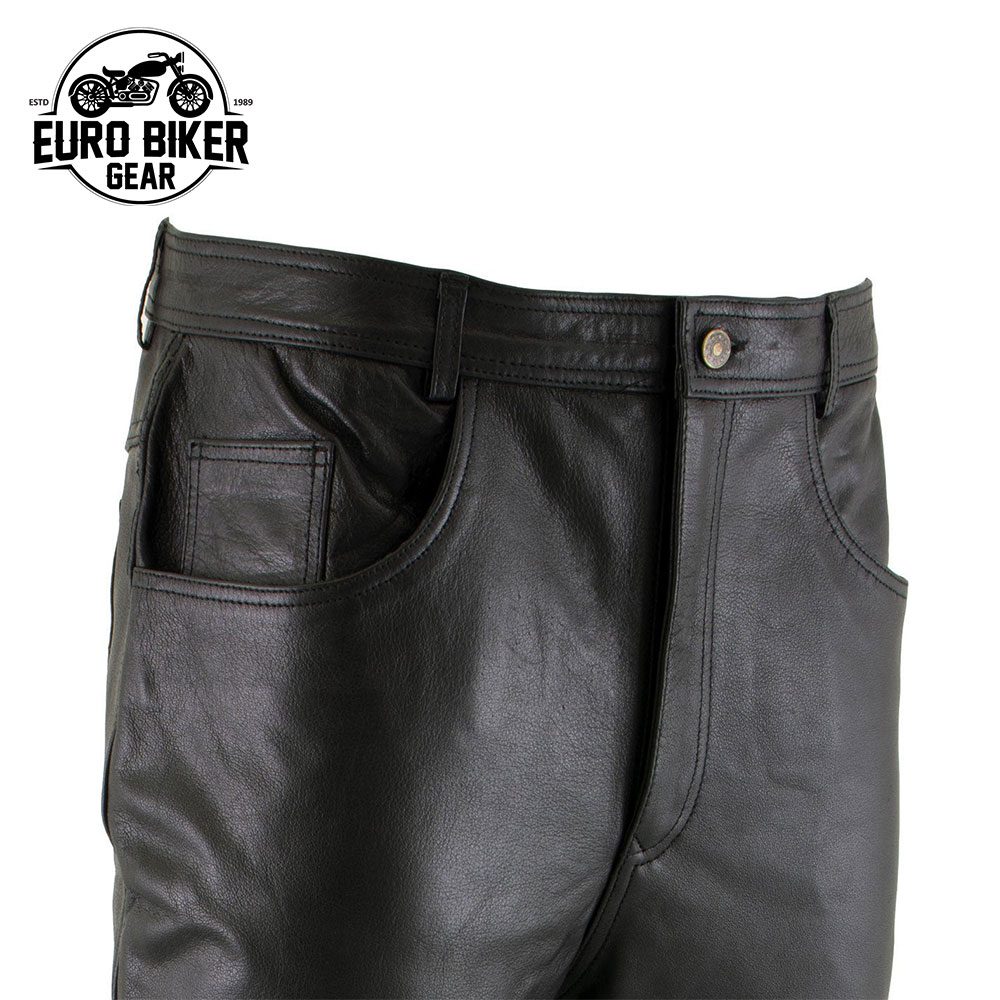 Men's Classic Black Fitted Leather Pants