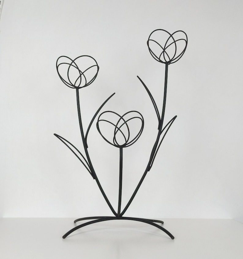 Vintage French Iron Flower Pot Stand – Mid-Century Plant Display