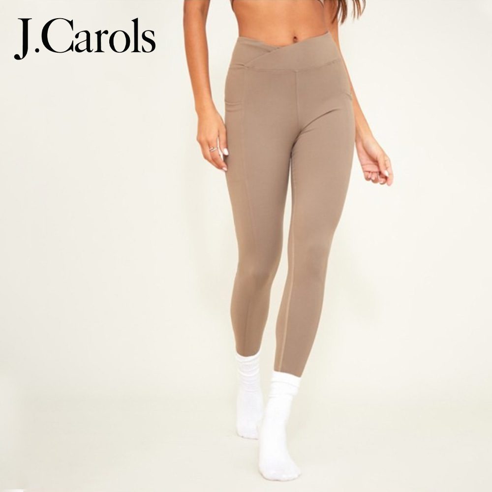 Brown Sculpt Ruched Bum Pocket Detail Gym Leggings