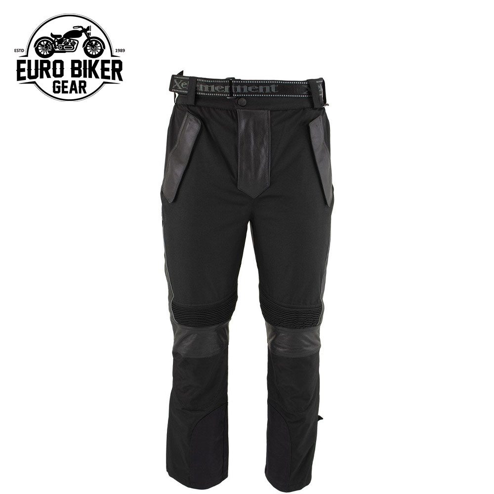 Men’s Road Racer Black Tri-Tex and Leather Motorcycle Racing Pants