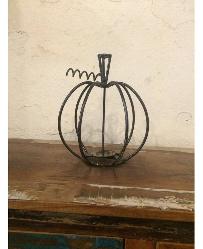 Rustic Handmade Metal Pumpkin | Small Decorative Candle Holder