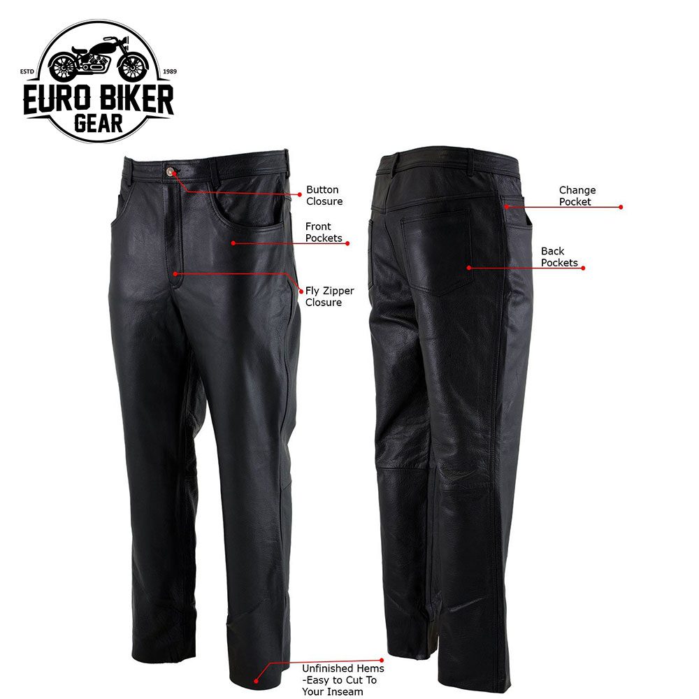 Men's Classic Black Fitted Leather Pants