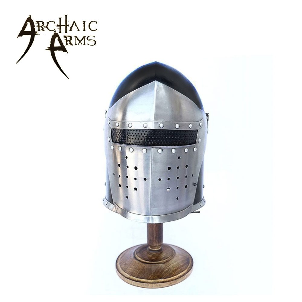 Medieval Visor Barbute Helmet