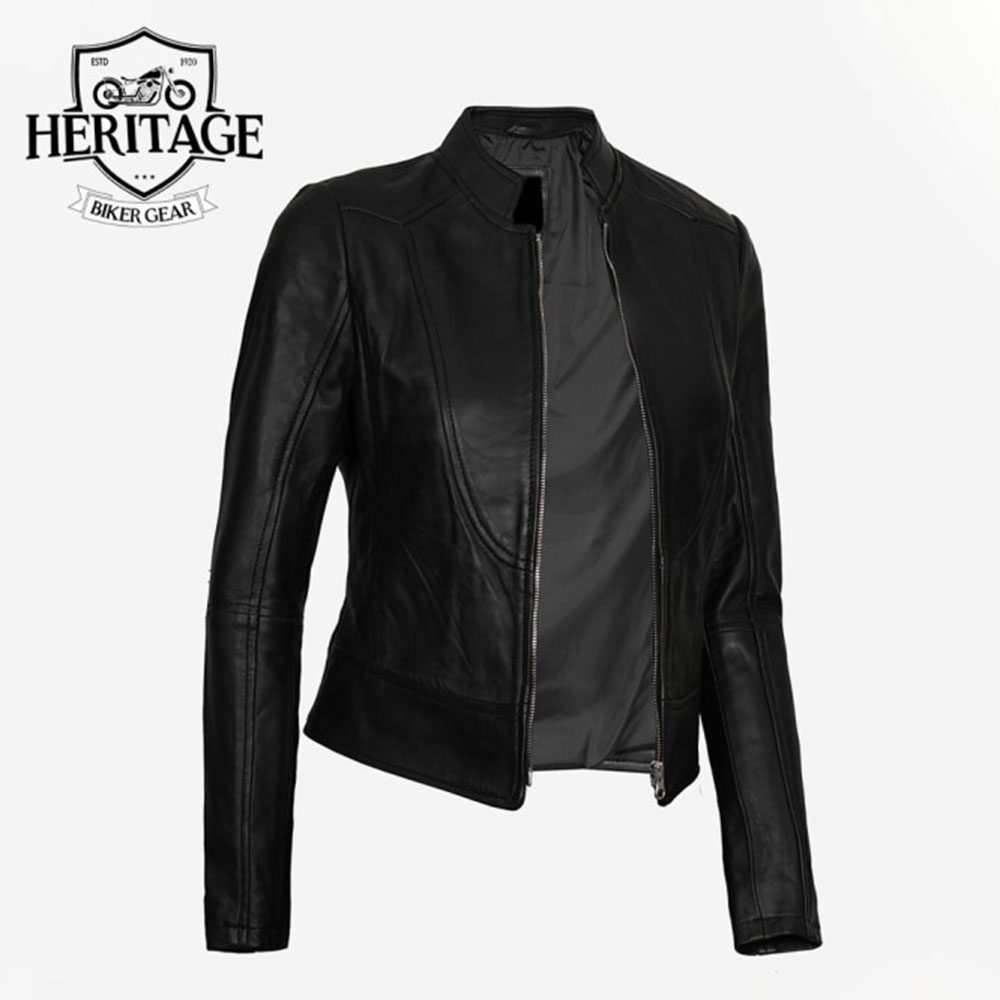 Women's Black Vegan Leather Biker Jacket