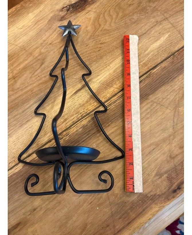 Wrought Iron Christmas Tree Candle Holder | Table Mantle Nightlight