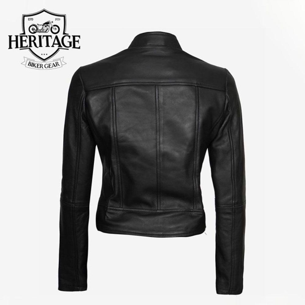 Women's Black Vegan Leather Biker Jacket