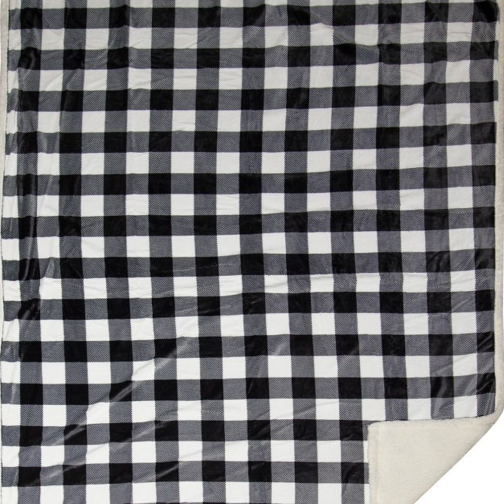 Black & White Lumberjack Plaid Plush Sherpa Throw