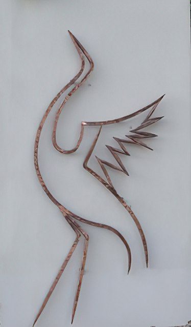 Bird of Paradise Sculpture in Steel & Copper – Artisan Garden Art