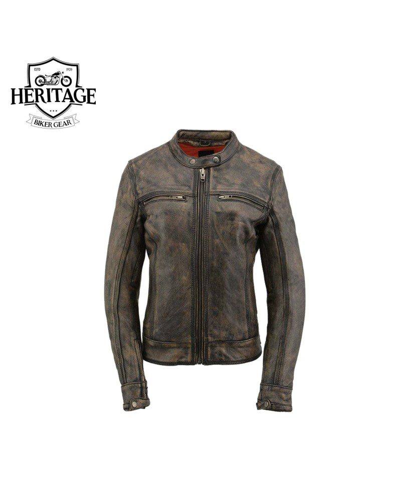 Heritage Women's 'Scooter' Distressed Brown Leather Vented Jacket