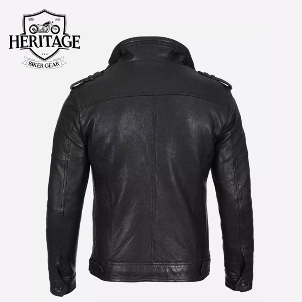 Mens Cafe Racer Washed Leather Jacket