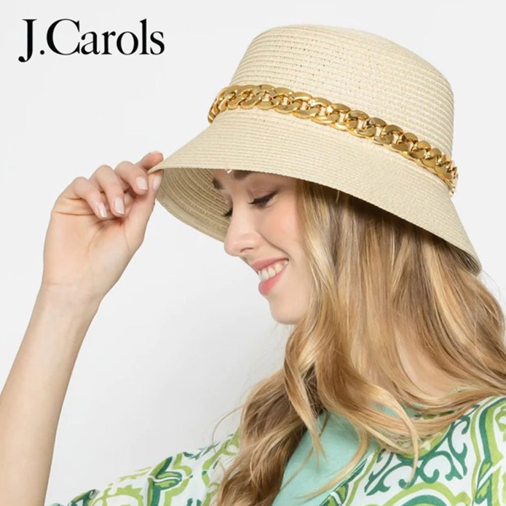 Chain Band Straw Bucket Hat