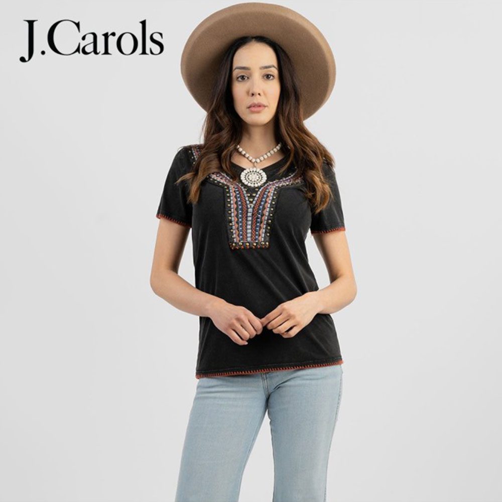 Contrast Stitched Studded T-Shirt