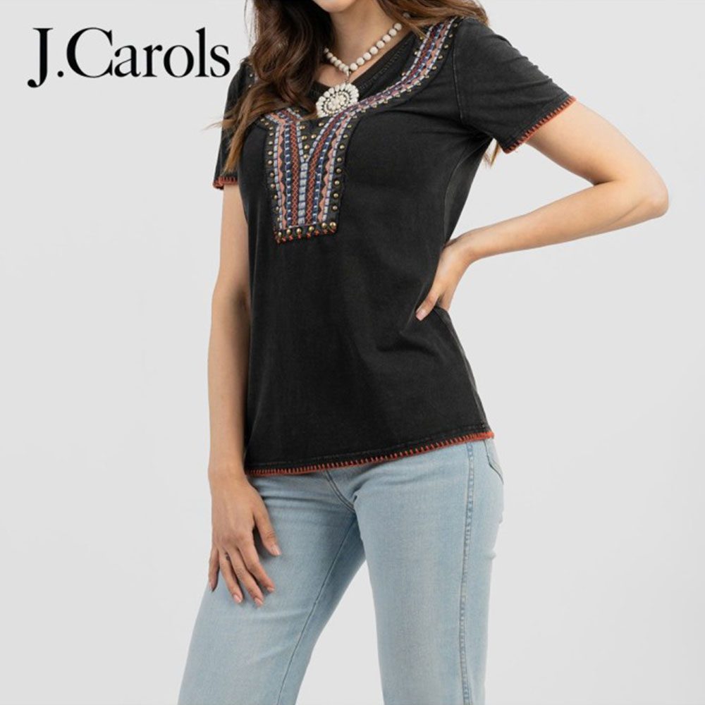 Women's Contrast Stitched Studded T-Shirt