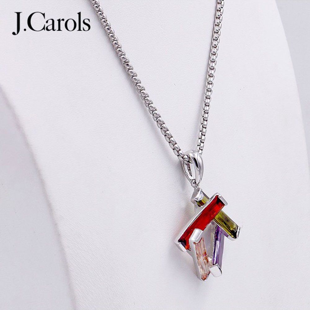 Dark Multi Color Cubic Zirconia Pendant Necklaces