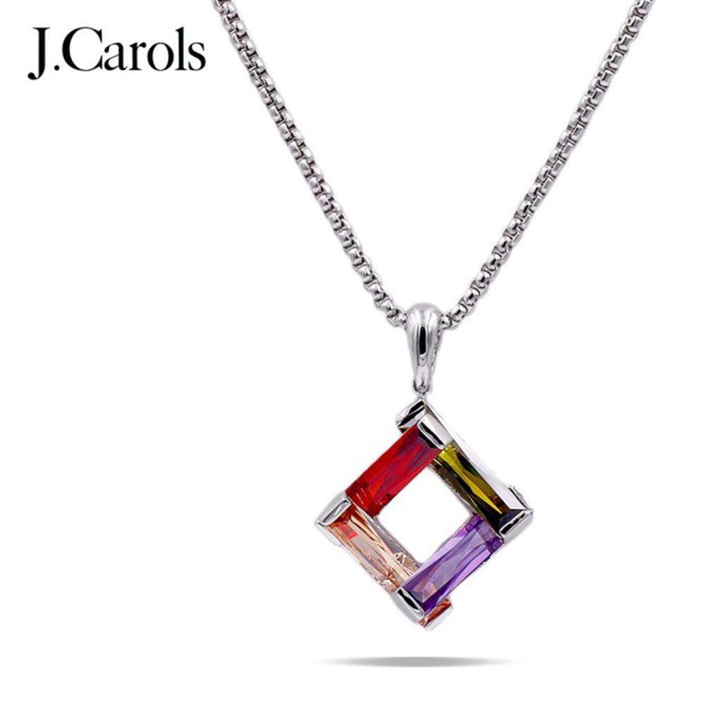 Dark Multi Color Cubic Zirconia Pendant Necklaces